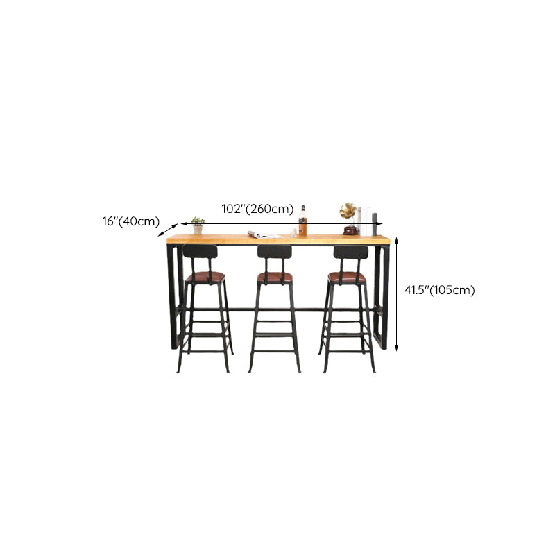 Industrial Style Bar Table Solid Wood Rectangle Pub Table for Indoor