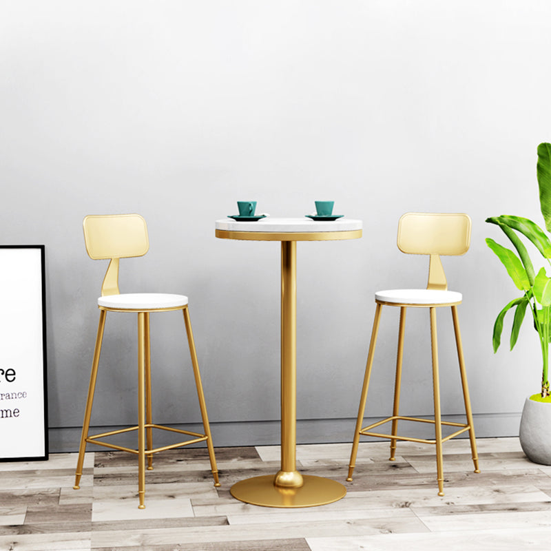 Gold Base Bar Table White Stone Fixed Pub Height Dining Table