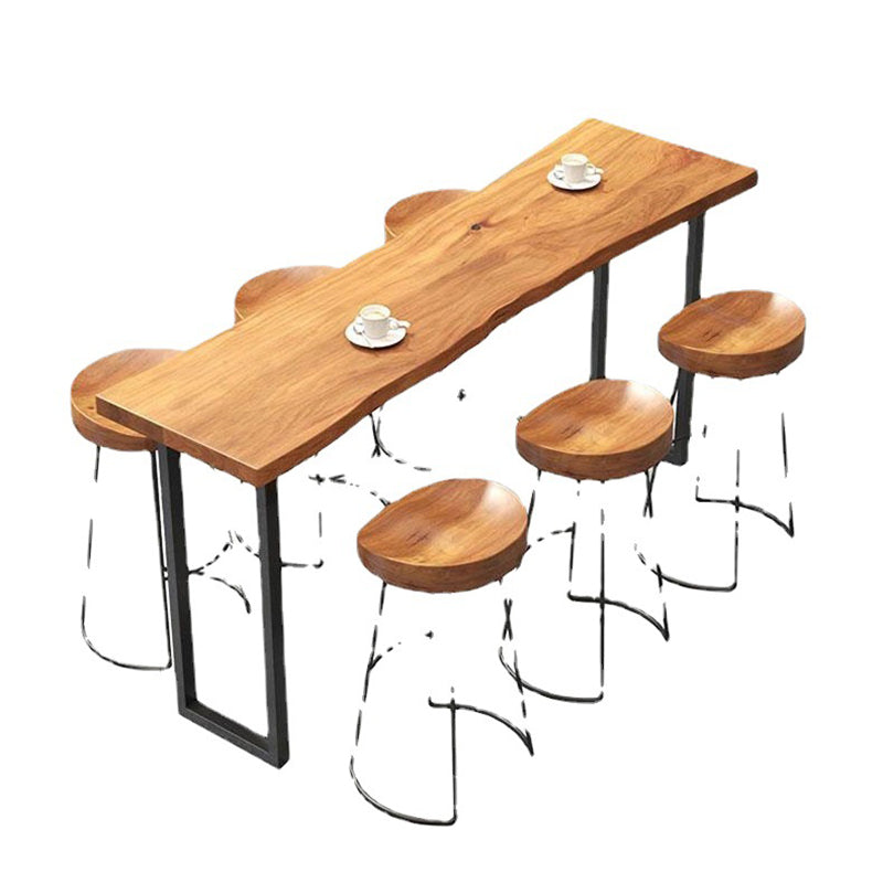 Rectangle Solid Wood Bar Table Sled Base Dining Table for Kitchen Living Room Coffee Room