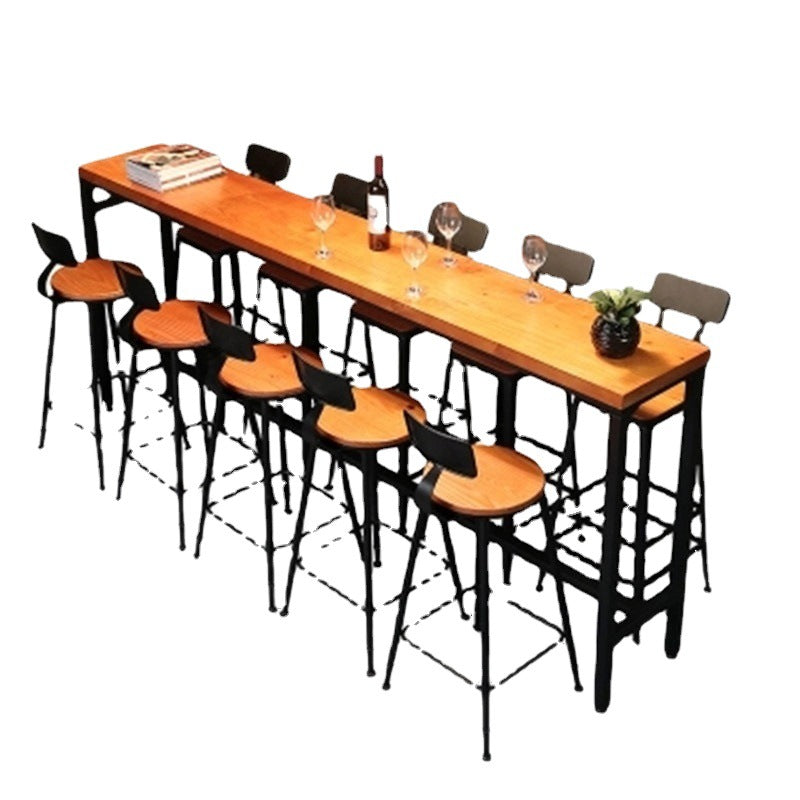 Contemporary Bar Table Rectangle Solid Wood Pub Table for Breakroom