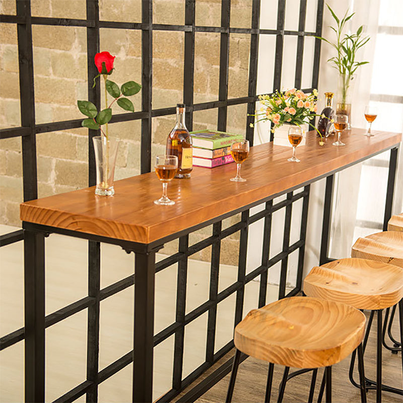 Contemporary Bar Table Rectangle Solid Wood Pub Table for Breakroom