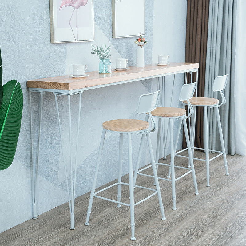 Natural Solid Wood Bar Table Modern Dining Table for Kitchen Living Room