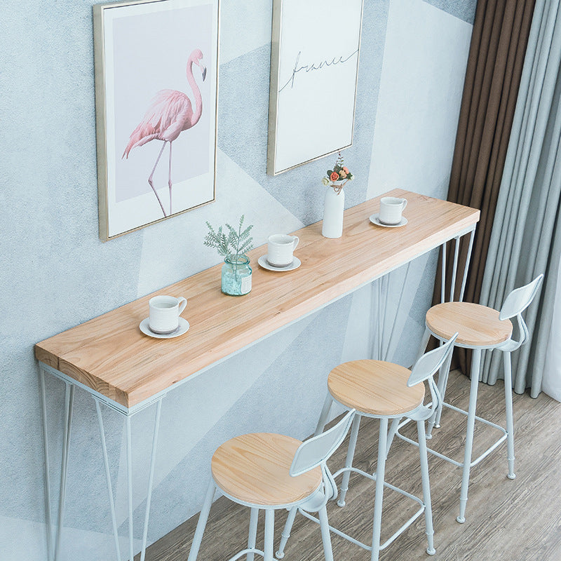 Natural Solid Wood Bar Table Modern Dining Table for Kitchen Living Room