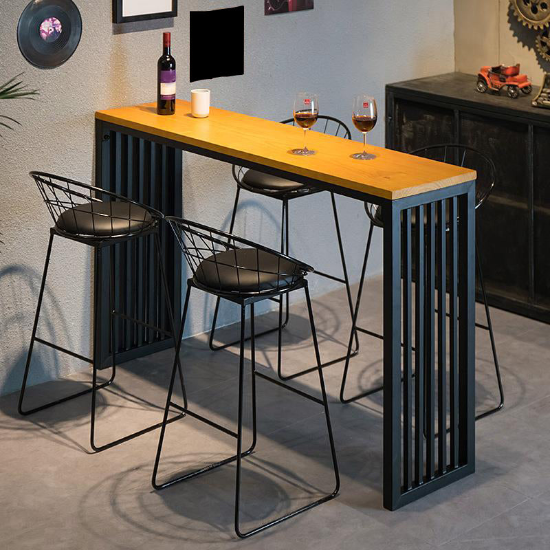 Industrial Bar Table Rectangle Solid Wood Bar Height Pub Table for Outdoor