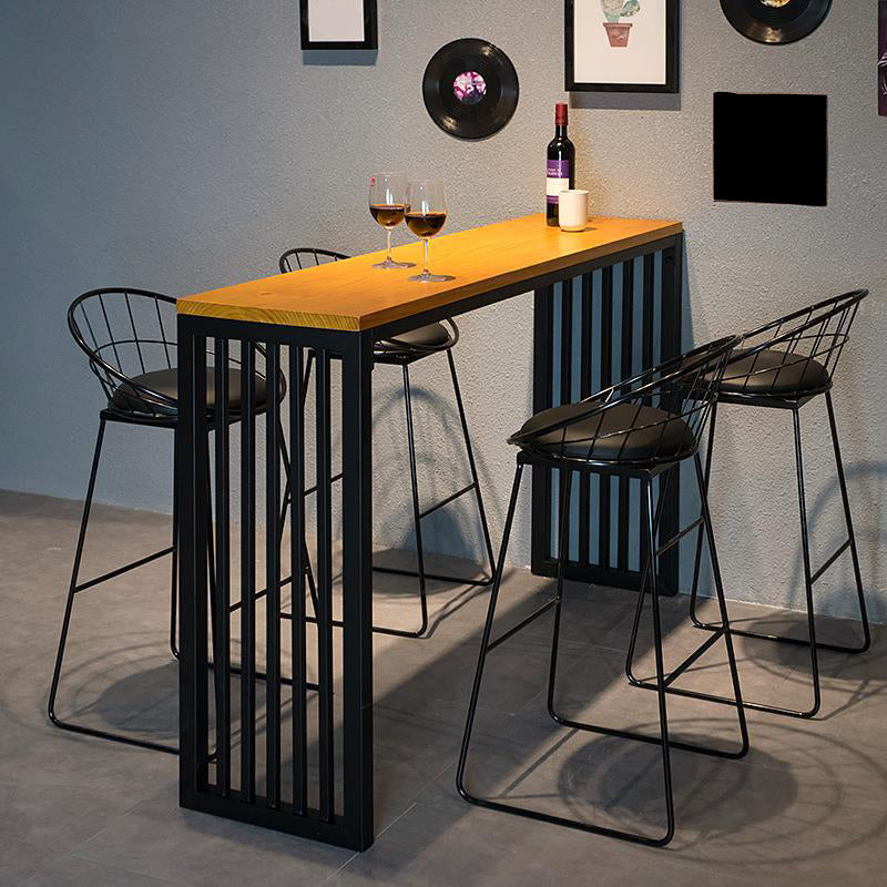 Industrial Bar Table Rectangle Solid Wood Bar Height Pub Table for Outdoor