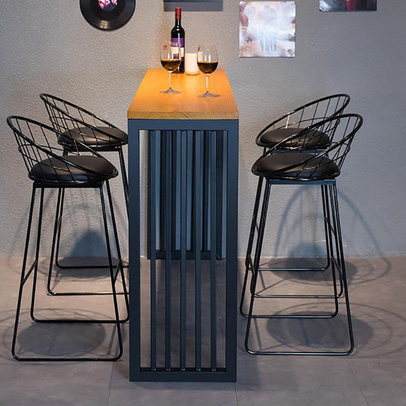 Industrial Bar Table Rectangle Solid Wood Bar Height Pub Table for Outdoor