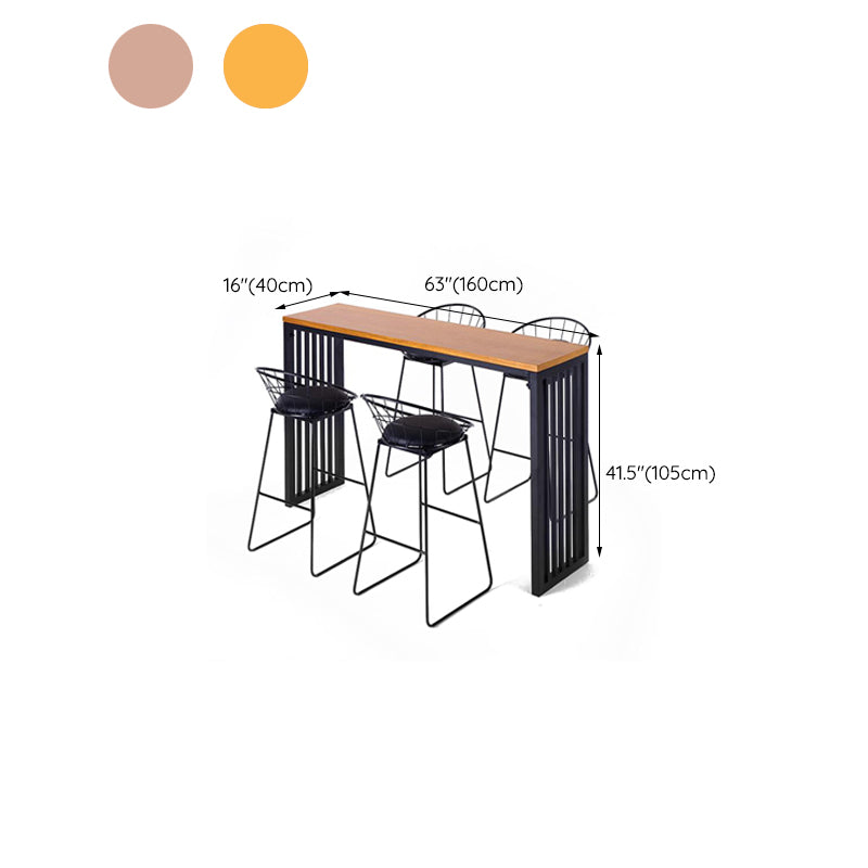 Industrial Bar Table Rectangle Solid Wood Bar Height Pub Table for Outdoor
