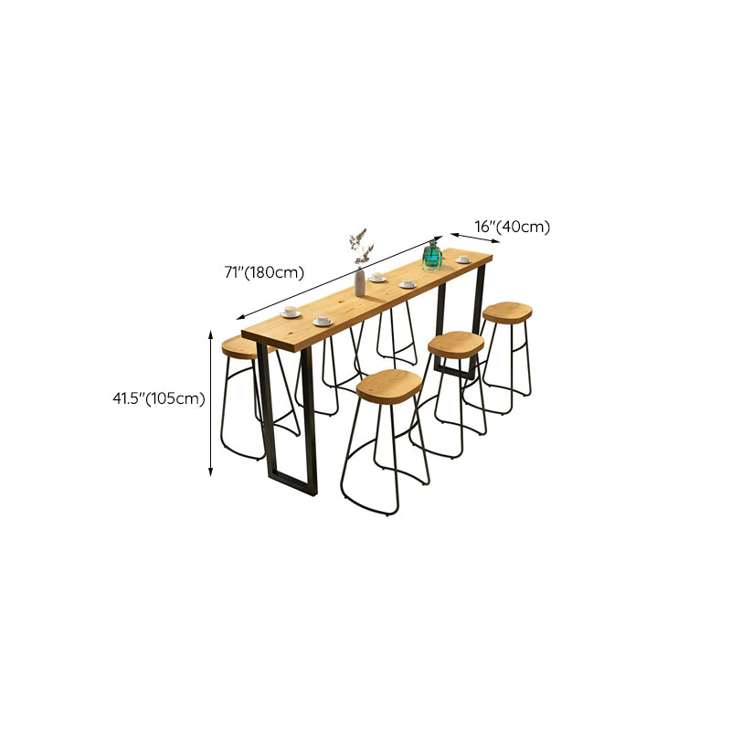 Natural Solid Wood Bar Table Sled Base Dining Table for Kitchen Living Room Coffee Room