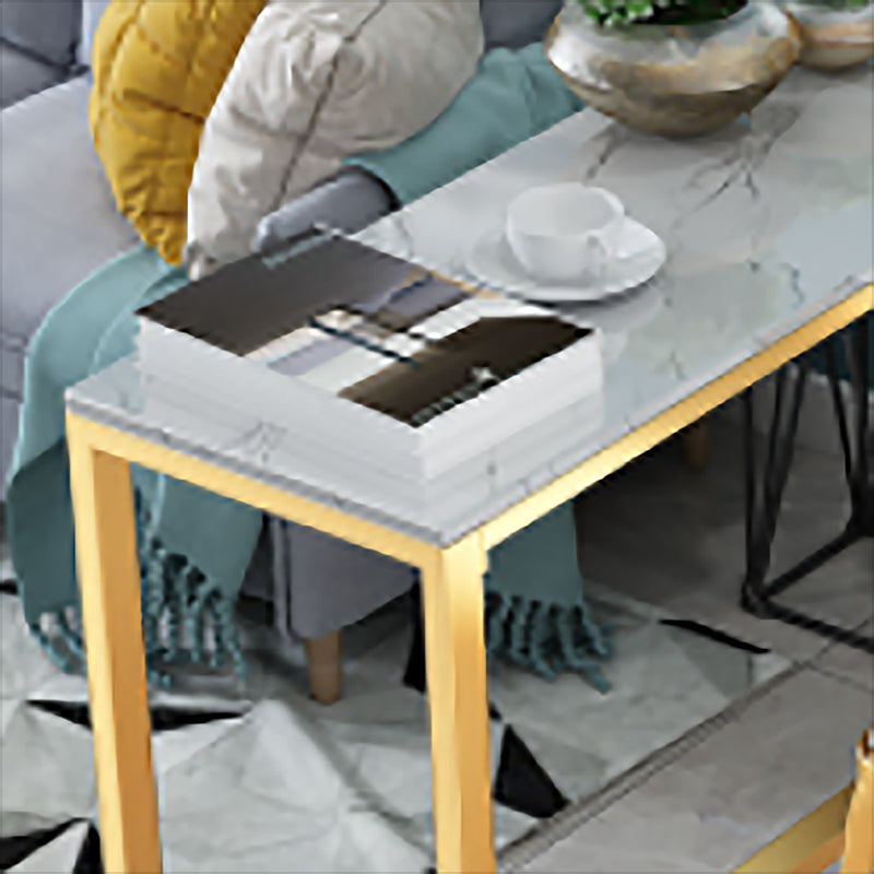 Glam Pub Table Stone Top Rectangle Bar Table for Indoor and Breakroom