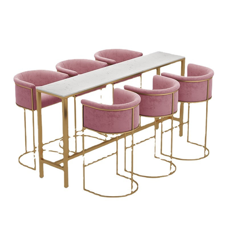 Glam Pub Table Faux Marble Rectangle Bar Table for Breakroom