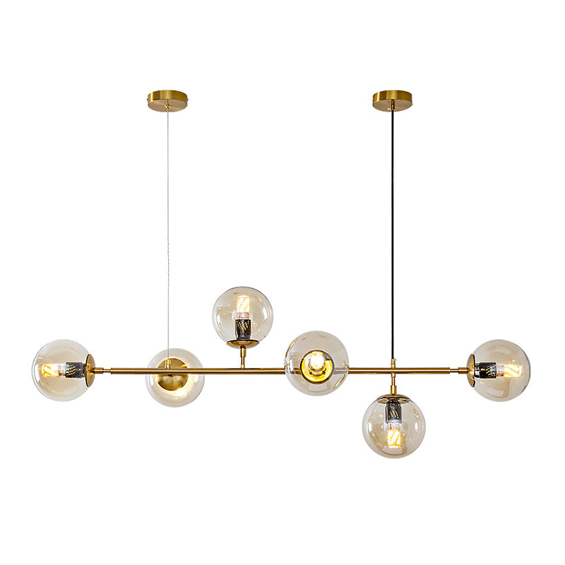 Multi Lights Island Light Modern Island Hanging Light with Glass Shade for Dining Room