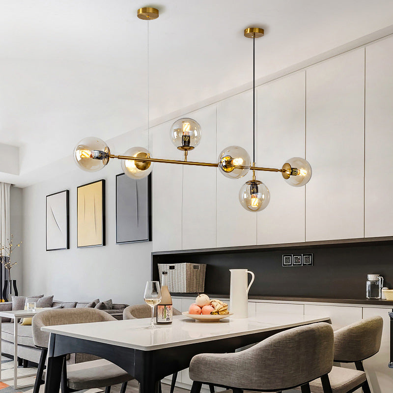 Multi Lights Island Light Modern Island Hanging Light with Glass Shade for Dining Room