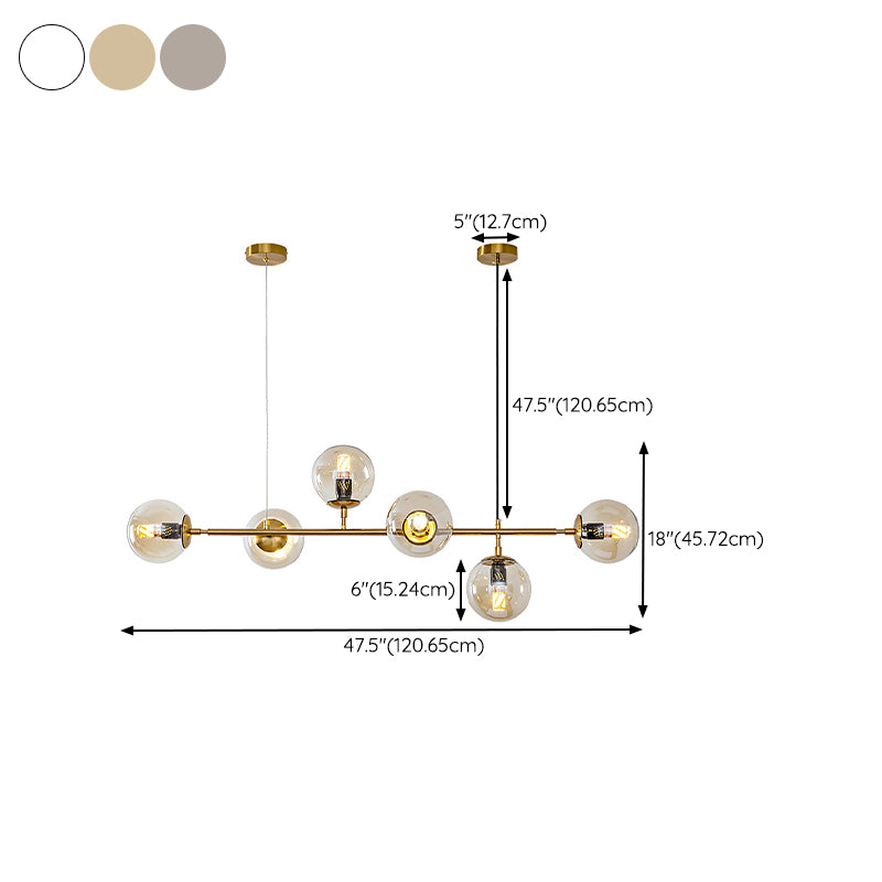Multi Lights Island Light Modern Island Hanging Light with Glass Shade for Dining Room