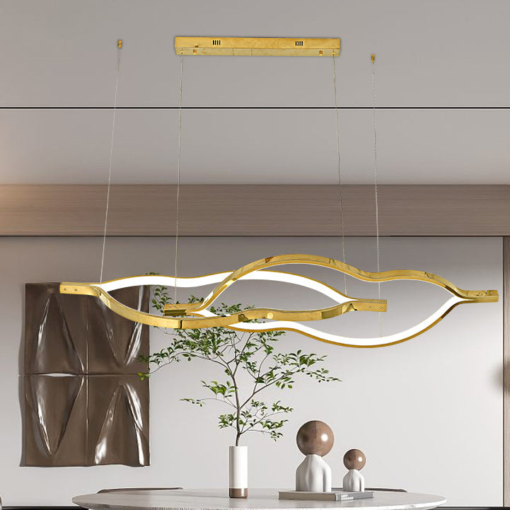 Metal Linear Shape Chandelier Light Modern Style 2 Lights Chandelier Light Fixture in Gold