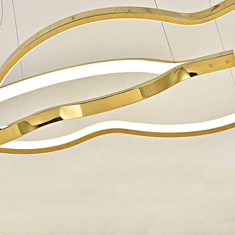 Metal Linear Shape Chandelier Light Modern Style 2 Lights Chandelier Light Fixture in Gold