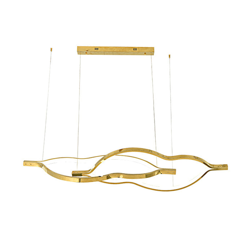 Metal Linear Shape Chandelier Light Modern Style 2 Lights Chandelier Light Fixture in Gold