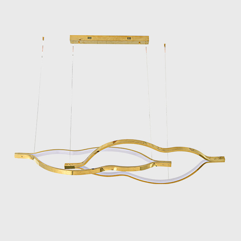 Metal Linear Shape Chandelier Light Modern Style 2 Lights Chandelier Light Fixture in Gold