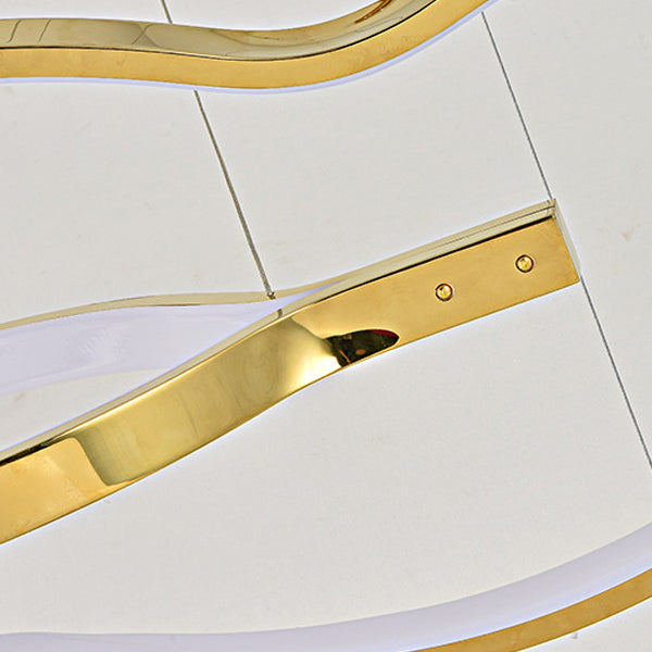 Metal Linear Shape Chandelier Light Modern Style 2 Lights Chandelier Light Fixture in Gold