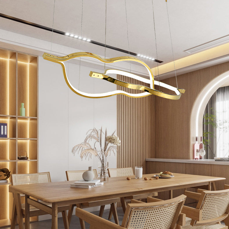 Metal Linear Shape Chandelier Light Modern Style 2 Lights Chandelier Light Fixture in Gold