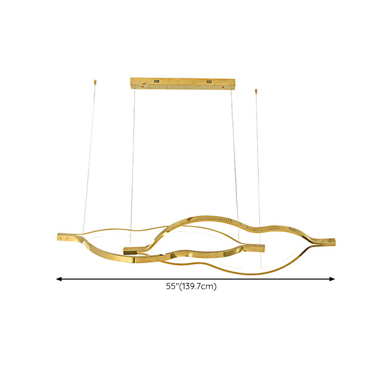 Metal Linear Shape Chandelier Light Modern Style 2 Lights Chandelier Light Fixture in Gold