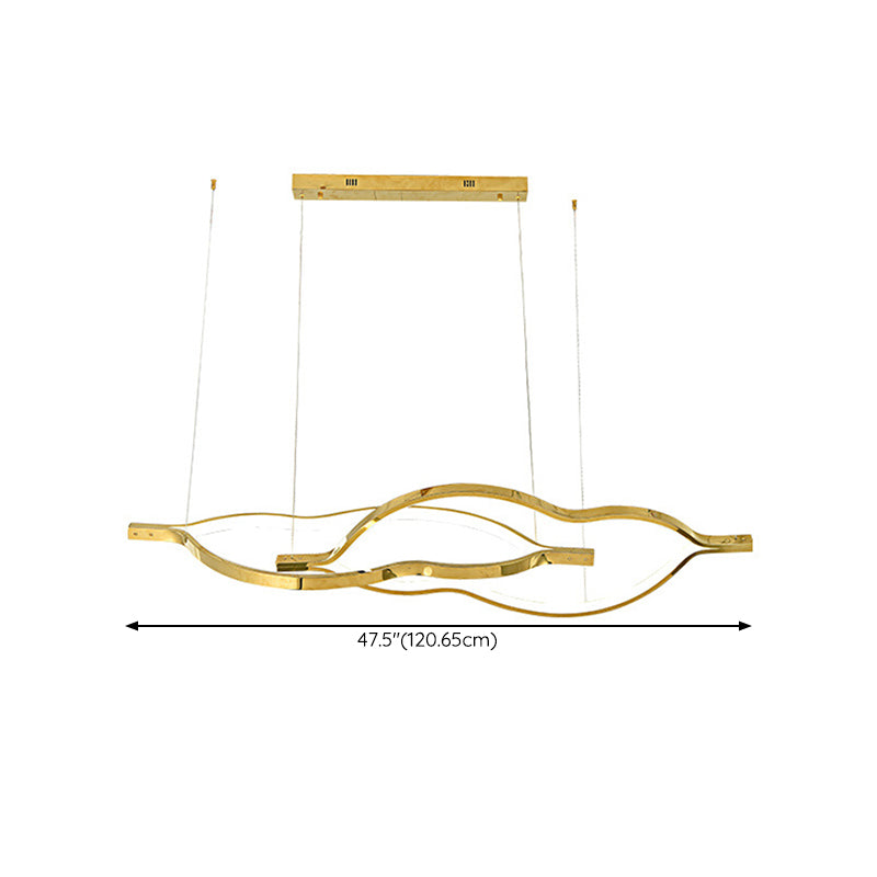 Metal Linear Shape Chandelier Light Modern Style 2 Lights Chandelier Light Fixture in Gold