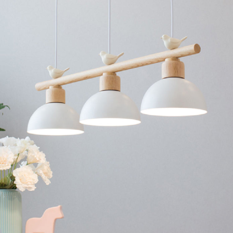 Wooden Island Light Modern Island Hanging Light with Bird Decoration for Dining Room