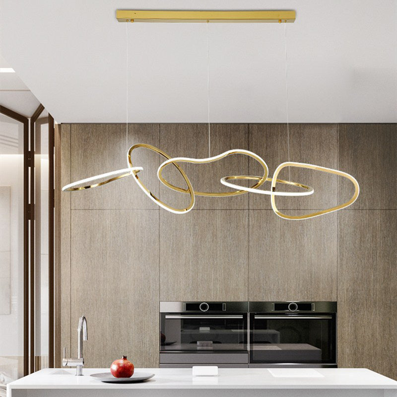 Linear Shape Metal Chandelier Light Modern Multi Lights Chandelier Light Fixture in Gold
