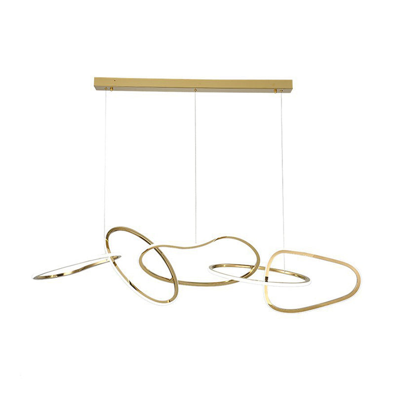 Linear Shape Metal Chandelier Light Modern Multi Lights Chandelier Light Fixture in Gold