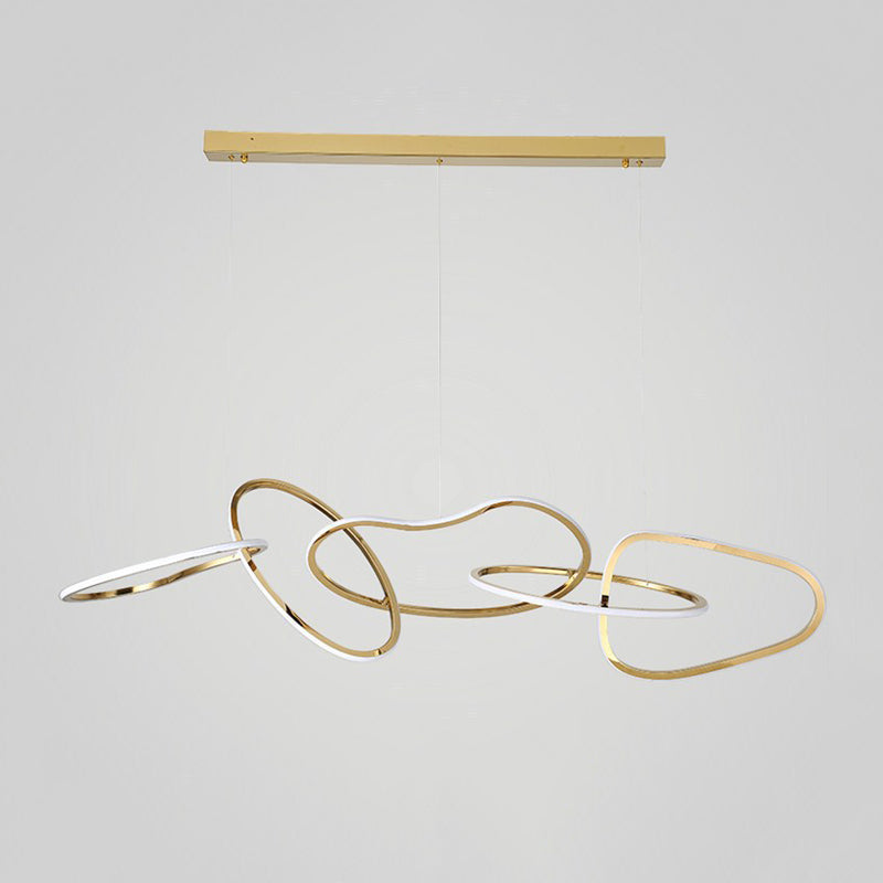 Linear Shape Metal Chandelier Light Modern Multi Lights Chandelier Light Fixture in Gold