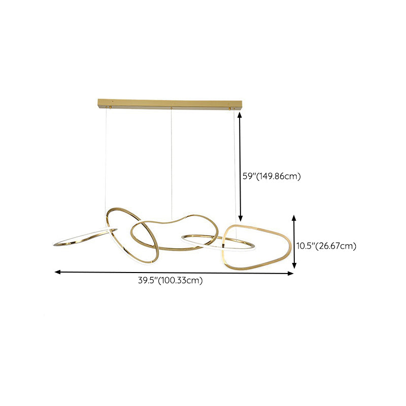 Linear Shape Metal Chandelier Light Modern Multi Lights Chandelier Light Fixture in Gold