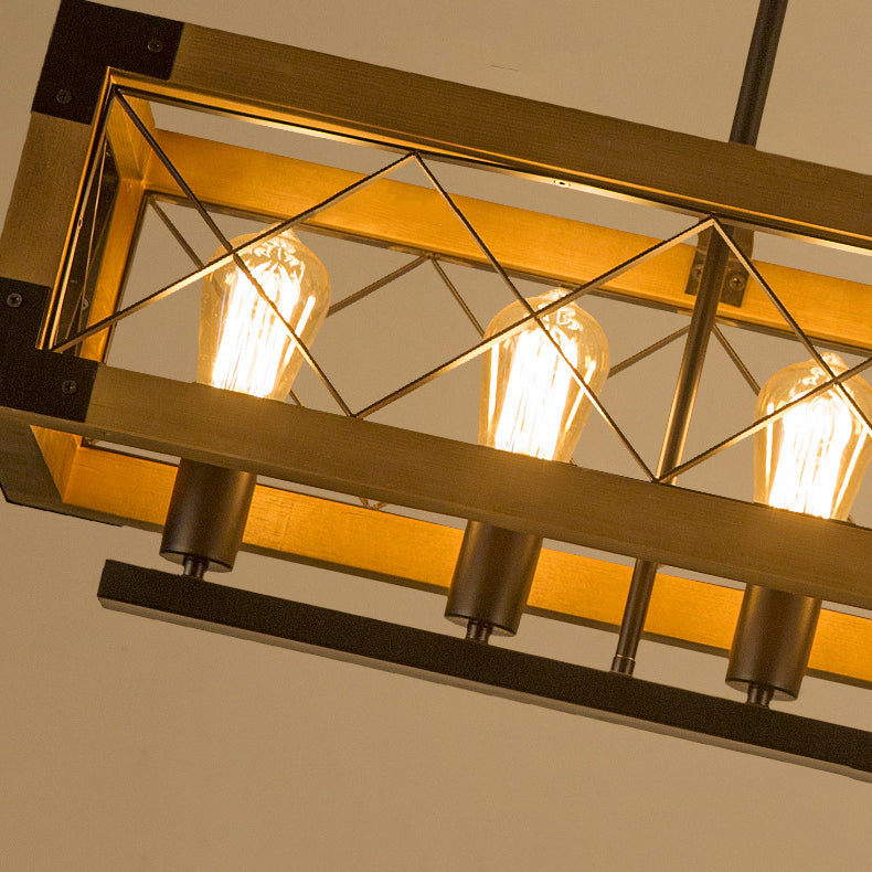 Industrial Style Rectangle Island Pendants 5-Light Metal Pendant Lights for Dining Room