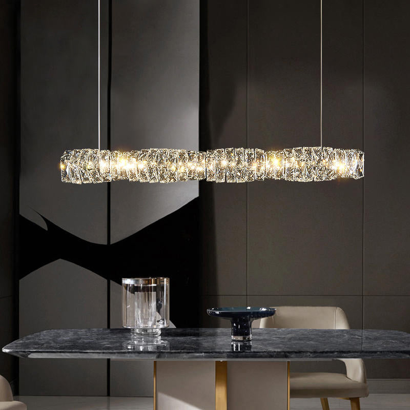 Crystal Island Light Modern LED Island Hanging Light for Dining Room