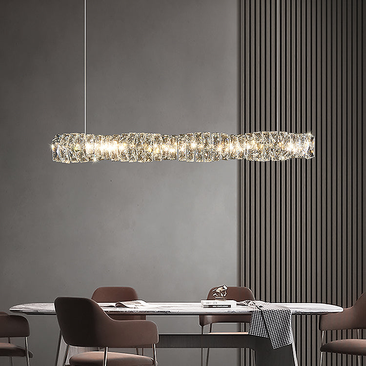 Crystal Island Light Modern LED Island Hanging Light for Dining Room
