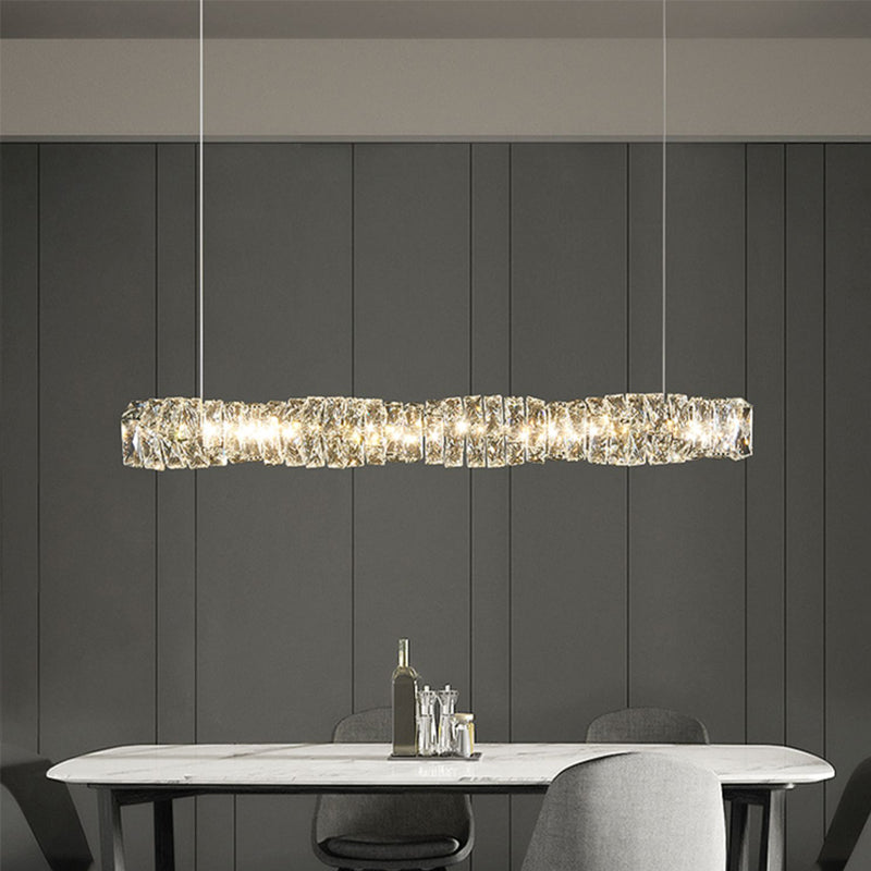 Crystal Island Light Modern LED Island Hanging Light for Dining Room