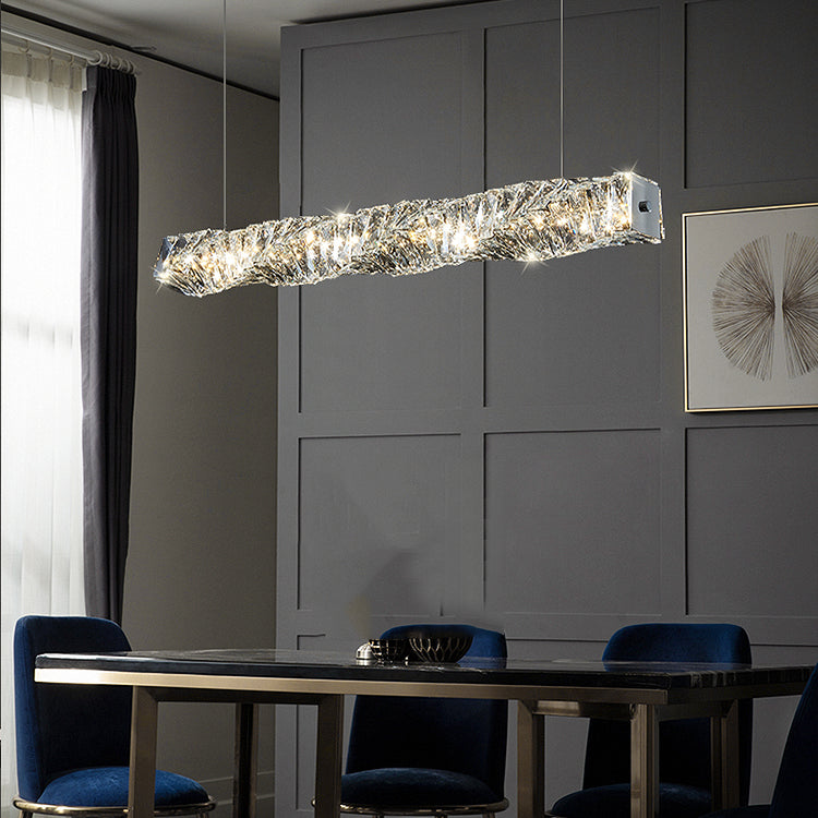 Crystal Island Light Modern LED Island Hanging Light for Dining Room