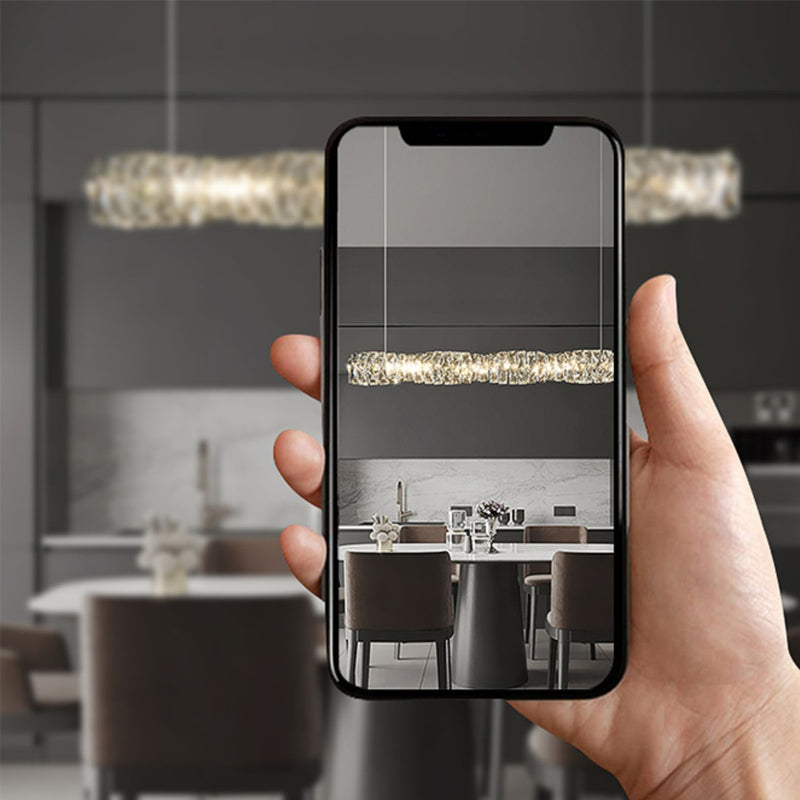 Crystal Island Light Modern LED Island Hanging Light for Dining Room