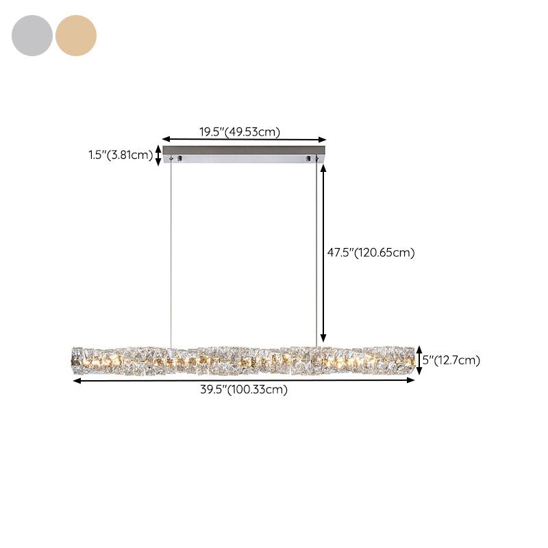 Crystal Island Light Modern LED Island Hanging Light for Dining Room