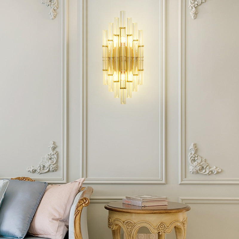 2-Light Geometric Wall Light Modern Crystal Wall Lights in Gold