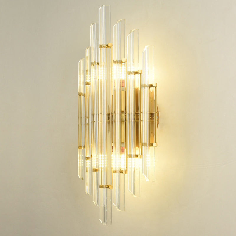 2-Light Geometric Wall Light Modern Crystal Wall Lights in Gold