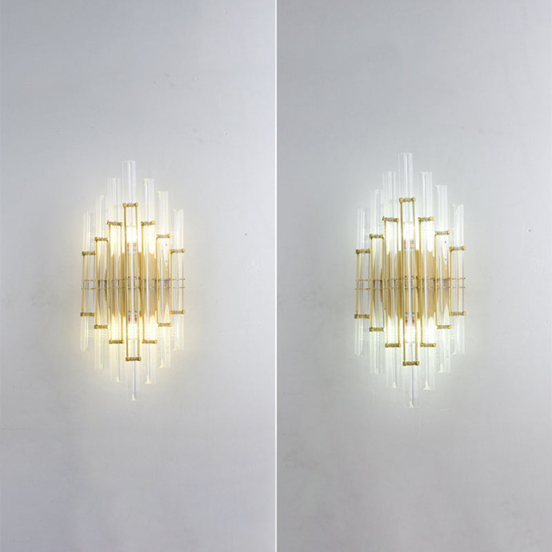 2-Light Geometric Wall Light Modern Crystal Wall Lights in Gold