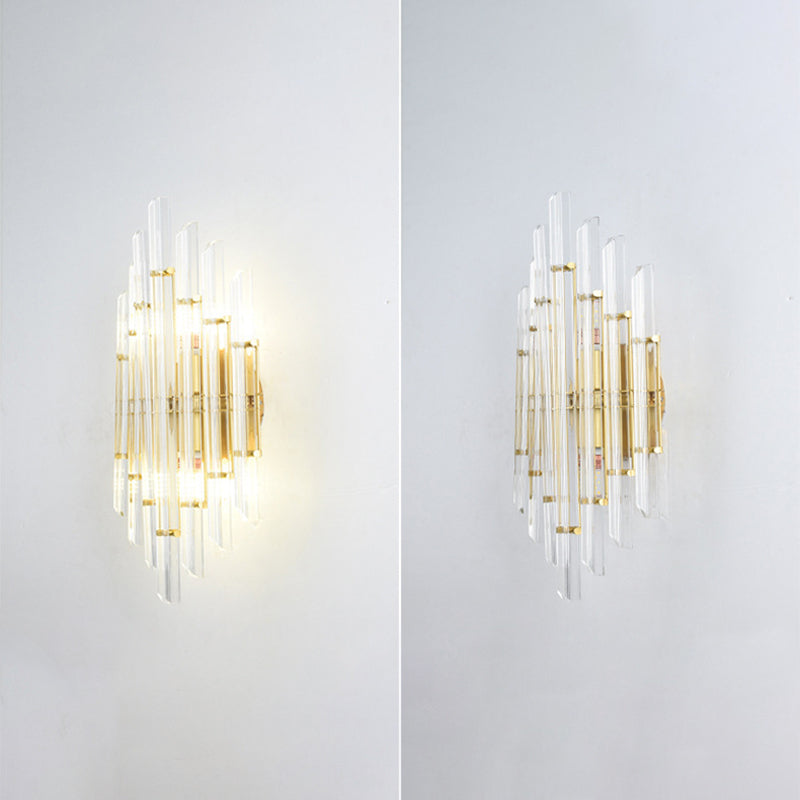 2-Light Geometric Wall Light Modern Crystal Wall Lights in Gold