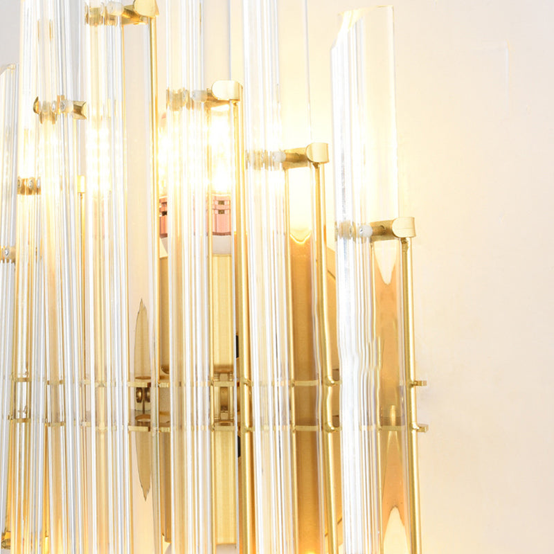 2-Light Geometric Wall Light Modern Crystal Wall Lights in Gold