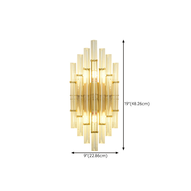 2-Light Geometric Wall Light Modern Crystal Wall Lights in Gold