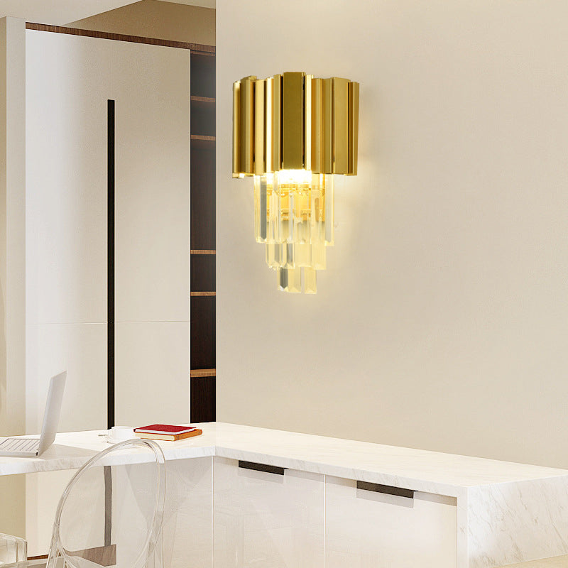 2-Light Geometric Wall Lights Modern Crystal Wall Light Fixture
