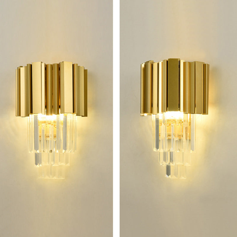 2-Light Geometric Wall Lights Modern Crystal Wall Light Fixture