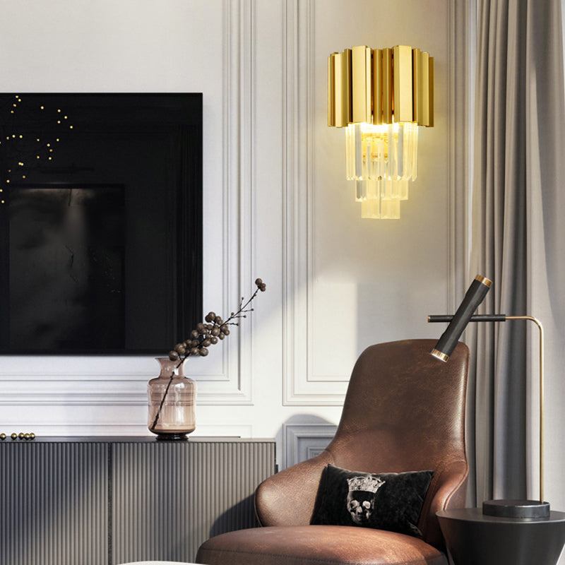 2-Light Geometric Wall Lights Modern Crystal Wall Light Fixture