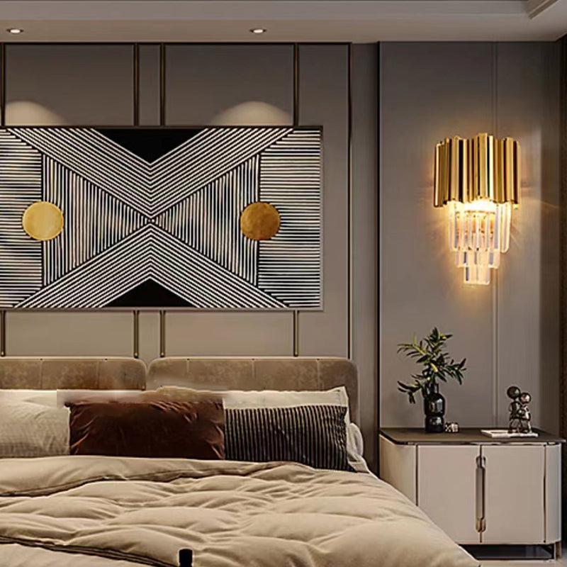 2-Light Geometric Wall Lights Modern Crystal Wall Light Fixture