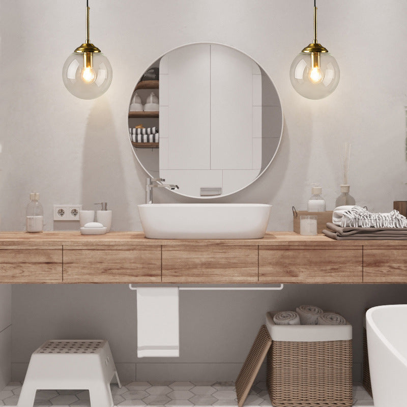 Industrial Style Ball Shape Wall Sconce Glass 1 Light Sconces for Bedroom