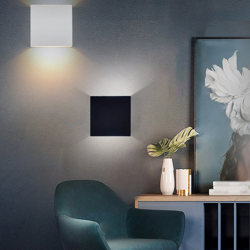 Modern Style Square Shape Wall Sconce Metal 1 Light Sconces for Bedroom