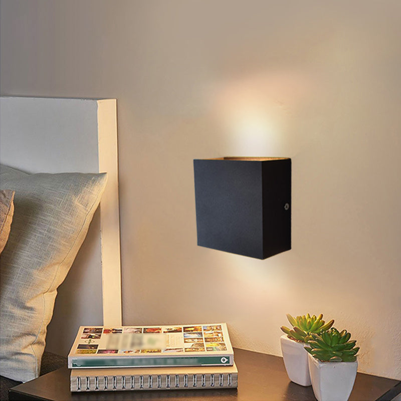 Modern Style Square Shape Wall Sconce Metal 1 Light Sconces for Bedroom